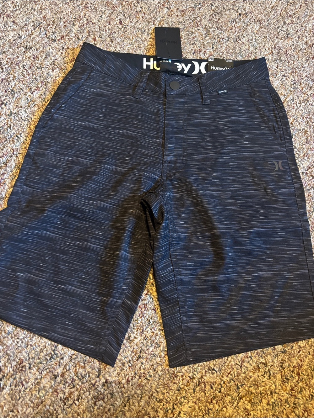 New Black Static Hurley Walk shorts Hybrid Quick Dry Stretch 20” length